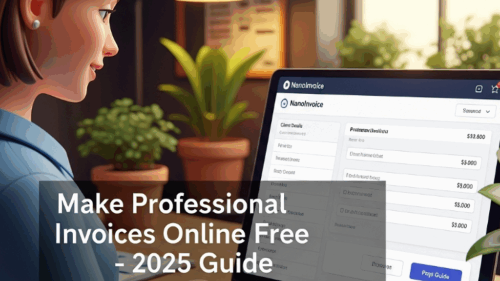 Make an invoice online free with NanoInvoice’s 2025 dashboard on laptop