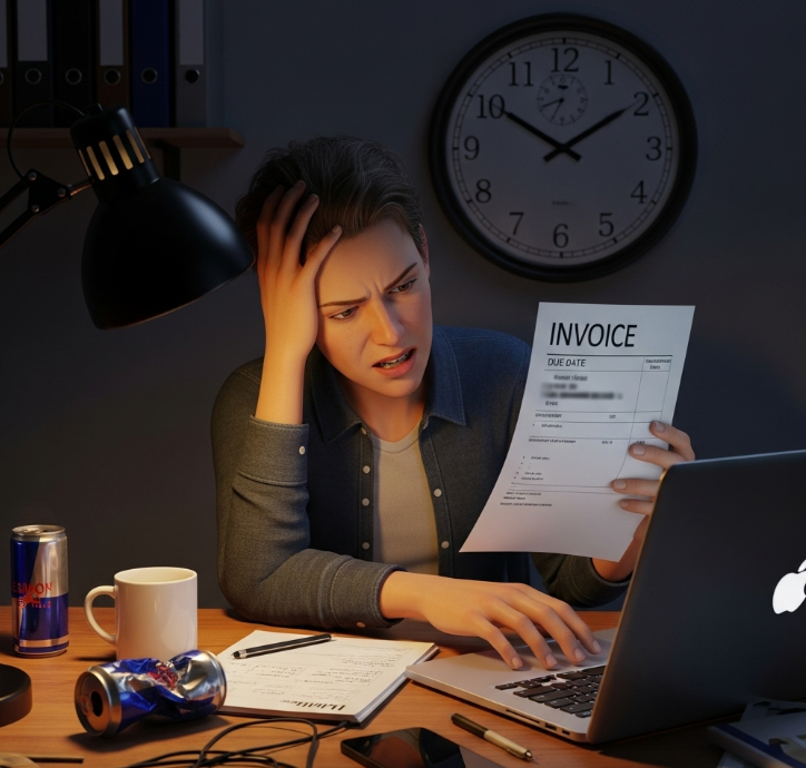 Freelancer frustrated with invoice missing due date - one of the most common invoice mistakes that delay payments. Proper Net 15/30 terms prevent these late payments in India/US freelancing.